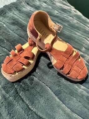 GAIMO Woven Suede Platform Sandals With Espadrille Soles Handmade